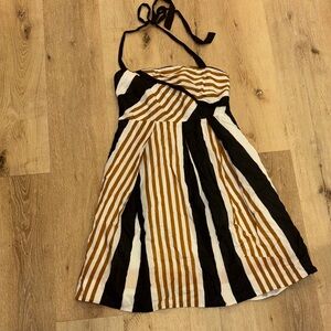 Anthropologie Moulinette Soeurs Striped Halter Dress Side Zip Pockets Size 4